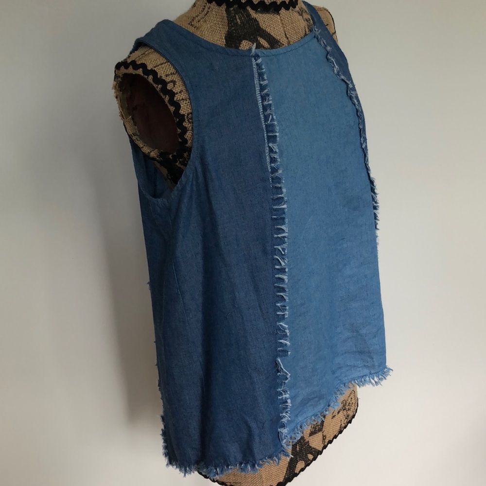 Chambray Tank Top With Open Back - Size S - image 4